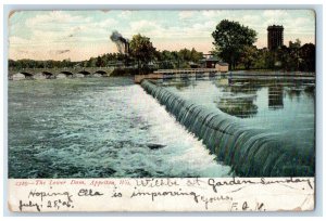 1906 Water Scene, The Lower Dam Appleton Wisconsin WI Antique Postcard