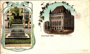 Chamber of Commerce, Harrison Statue Cincinnati OH UDB Vintage Postcard P72