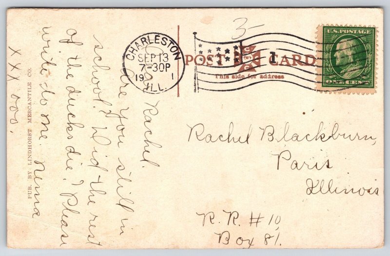 Charleston IL~Eastern Illinois State Normal School~1910 Class Seat Under Trees