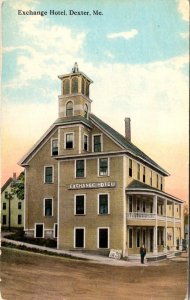 Dexter, ME Maine  EXCHANGE HOTEL  Penobscot County  ca1910's Vintage Postcard