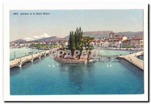 Swiss Postcard Old geneva and Mont Blanc