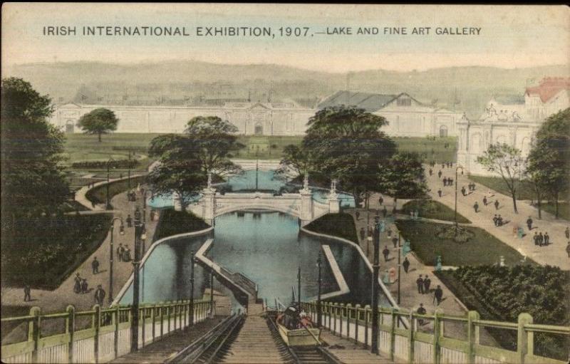 1907 Irish International Exhibition Amusement Ride Dublin Postcard