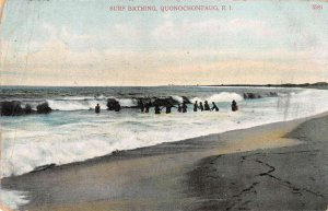 Quonochontaug Rhode Island Surf Bathing Scenic View Vintage Postcard AA50578