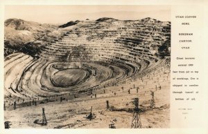 USA Air View Utah Copper Hill Bingham Canyon Vintage RPPC 08.96