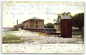 c1900 PENSACOLA FL VIEW 21 GUNS IN NAVY YARDS EARLY UNDIVIDED POSTCARD P2657