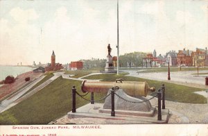 MILWAUKEE WI~JUNEAU PARK-SPANISH GUN CANNON~1900s KROPP #1846 POSTCARD