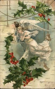 Christmas Angel Holly Winsch c1900s-10s Postcard