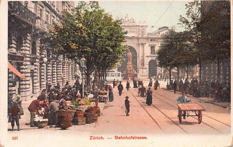 Bahnhofstrasse, Zurich, Switzerland, Very Early Postcard, Unused