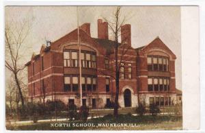 North School Waukegan Illinois 1909 postcard