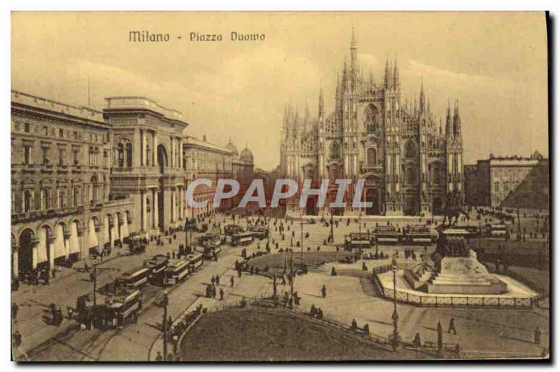 Old Postcard Milano Piazza Duomo