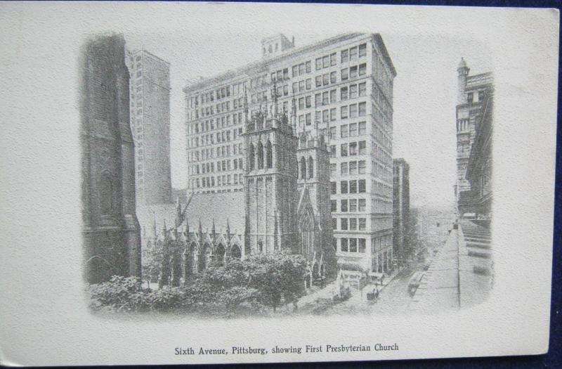 Sixth Avenue Pittsburg PA Showing First Presbyterian Church Pub Pittsburg Press 