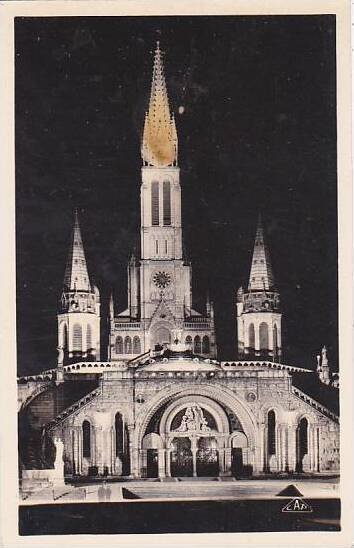 France Lourdes La Basilique illuminee Photo