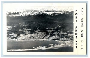 c1950's Aerial View Of All American City Port Angeles WA RPPC Photo Postcard
