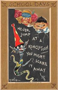 Greetings Humour Children School Days Fantasy Monster Dwig Tuck Postcard J68792