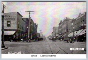 Elm Street Looking West From Durham, Sudbury Ontario, Reproduction Postcard, NOS