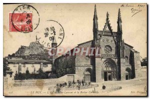 Postcard Old Church Puy Saint Laurent and Rocher Corneille