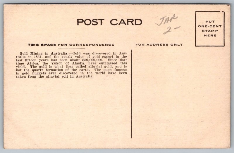 Australia Gold Mining Birds Eye View Digging Operation DB UNP Postcard