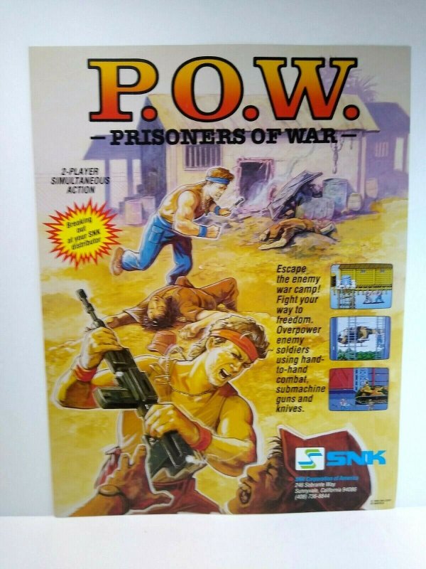 POW Prisoners Of War Arcade Flyer Original Video Game Art 1988 8.5 x 11 Vintage