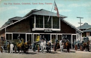 Fire Engine Station Department Panama Canal Postcard