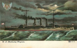 Postcard C-1910 Navy Military US Battleship Virginia 23-4199