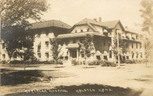 c1925 RPPC Postcard Hertzler Hospital, Halstead KS Harvey County, Posted