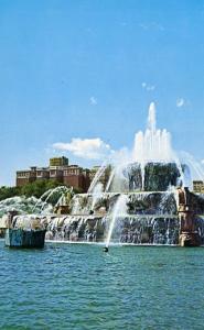 IL - Chicago, Buckingham Fountain, The Conrad Hilton in Background