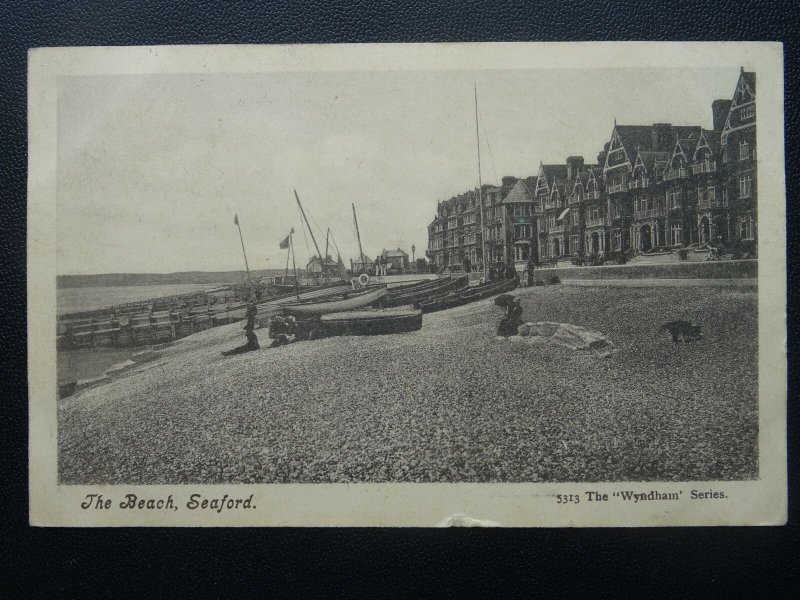 East Sussex SEAFORD The Beach c1909 Postcard by Wyndham Series 