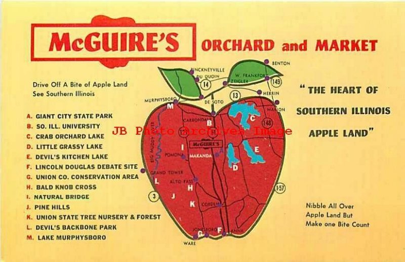 IL, Makanda, Illinois, McGuire's Orchard & Market, Map, Dexter Press No 74019C