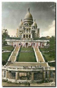 Modern Postcard Paris Sacre coeur Basilica and the monumental staircase