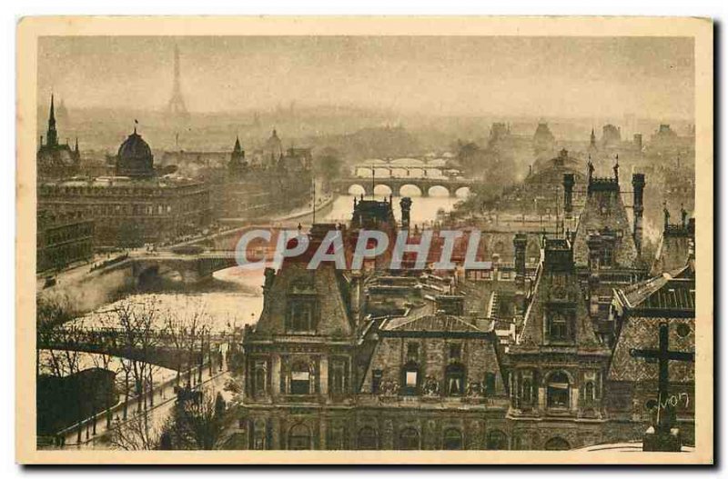 CARTE Postale Old Paris Strolling panoramic view of Paris Perspective 7 Bridges