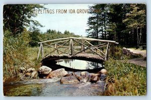 Ida Grove Iowa IA Postcard Greetings Picturesque Bridge Woodland c1963 Vintage