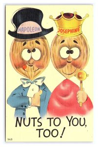 Nuts To You Too! Comic Postcard Napoleon Josephine Peanut Characters