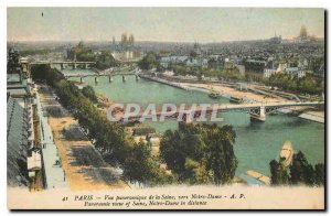 Old Postcard Paris panoramic view of the Seine to Notre Dame