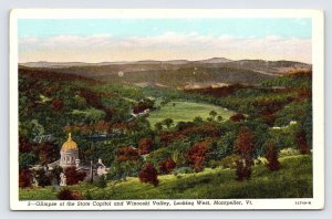 Glimpse of State Capitol & Winooski Valley, Montpelier Vt, Vintage Postcard  P8