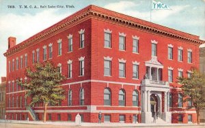 SALT LAKE CITY, Utah~UT   YMCA BUILDING~Men Outside    c1910's Postcard