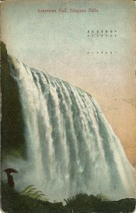 1909 ANTIQUE Postcard - American Fall, Niagara Falls - POSTED - CANADA POSTAGE