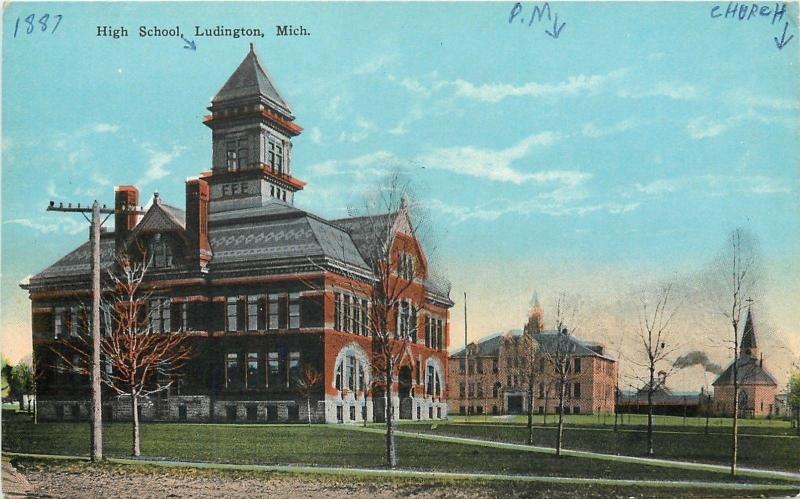 Ludington Michigan~High School~PM School Gone~Swedish Lutheran Church~1910 