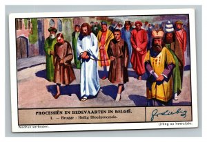 Vintage Liebig Trade Card - Dutch - Complete Set of 6 - Pilgrims in Belgium