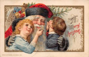 Christmas Greetings Santa Claus with Children Winsch Vintage Postcard AA69897