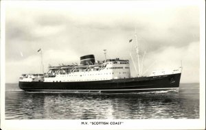 Steamer Ocean Liner M.V. Scottish Coast Postmark 1962 Real Photo Postcard