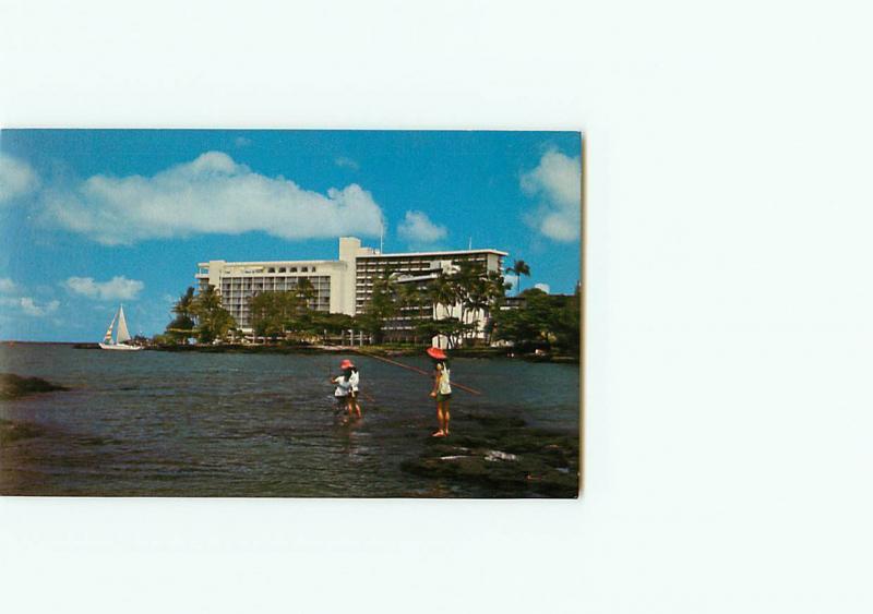 Vintage Postcard Naniloa Surf Hotel Fishing Hilo Bay Naniloa Hawaii
