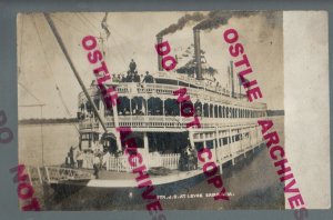 Sabula IOWA RPPC c1910 STEAMBOAT J.S. Steamer MISSISSIPPI RIVER nr Clinton IA