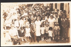 Ancestors Postcard - Unknown Seaside Location - Large Group Posing on a Pier ...