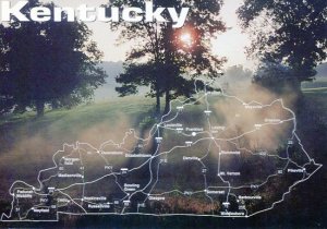 KY:  STATE MAP POSTCARD