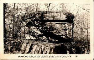 RPPC Balancing Rock, Rock City Park Olean NY Vintage Postcard F27