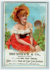 1880's Brunswick & Co Billiard & Pool Tables Cigar Store Lovely Lady P201