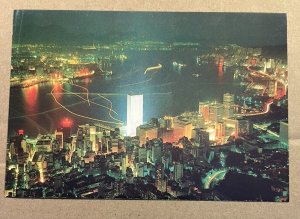 POSTCARD UNUSED - NIGHT SCENE FROM PEAK, HONG KONG, CHINA