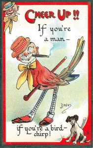 COMIC CHEER UP TOBACCO BIRD DOG TUCK EMBOSSED ARTIST SIGNED DWIG POSTCARD