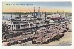 P3321 JL postcard stemers boats cotton on the river levee memphis tennessee