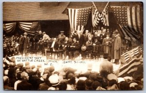 DS1/ Patriotic RPPC Postcard c1910 Battle Creek Michigan President Taft 171